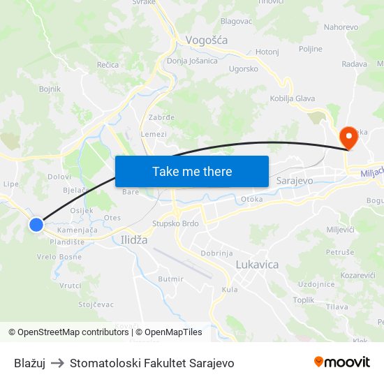 Blažuj to Stomatoloski Fakultet Sarajevo map