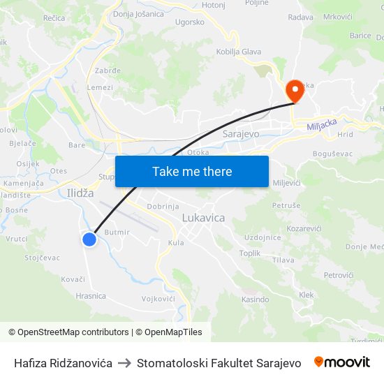 Hafiza Ridžanovića to Stomatoloski Fakultet Sarajevo map