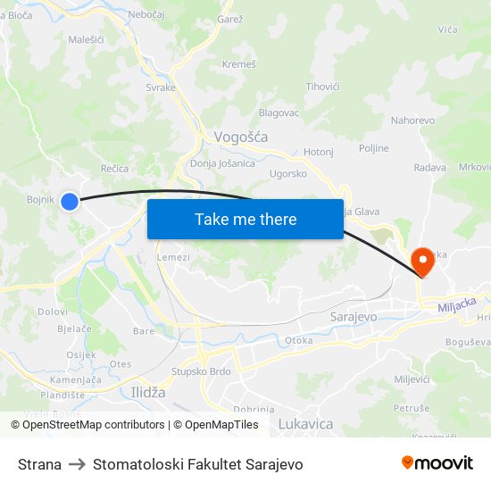 Strana to Stomatoloski Fakultet Sarajevo map