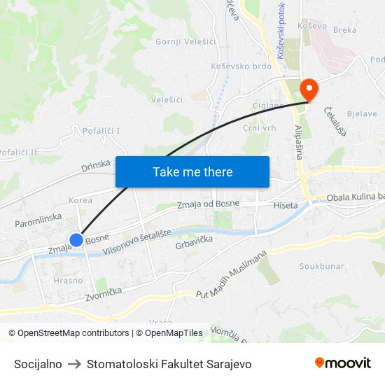 Socijalno to Stomatoloski Fakultet Sarajevo map