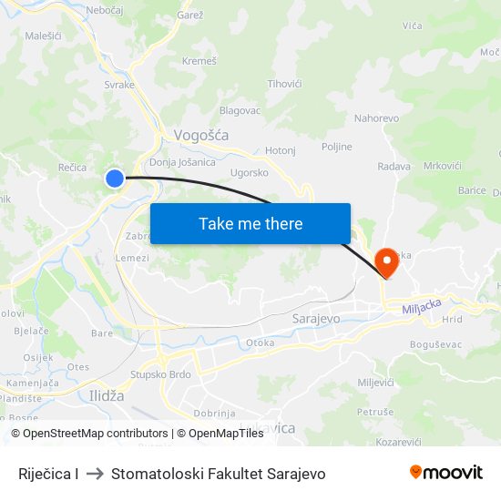 Riječica I to Stomatoloski Fakultet Sarajevo map