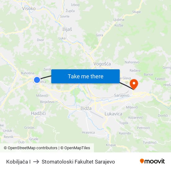 Kobiljača I to Stomatoloski Fakultet Sarajevo map