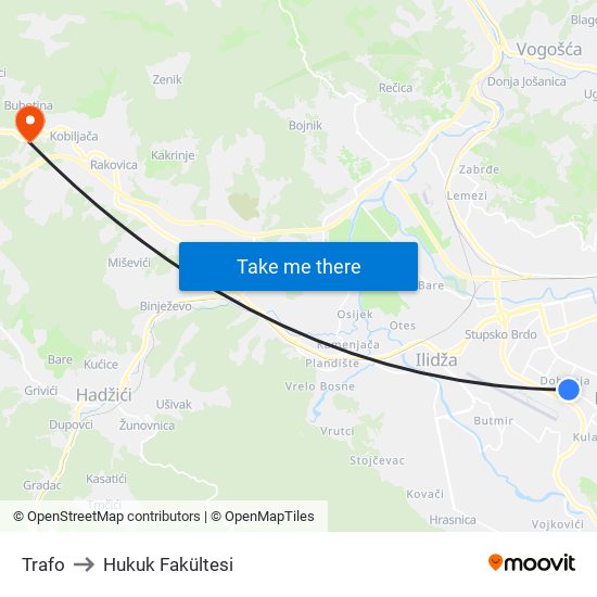 Trafo to Hukuk Fakültesi map