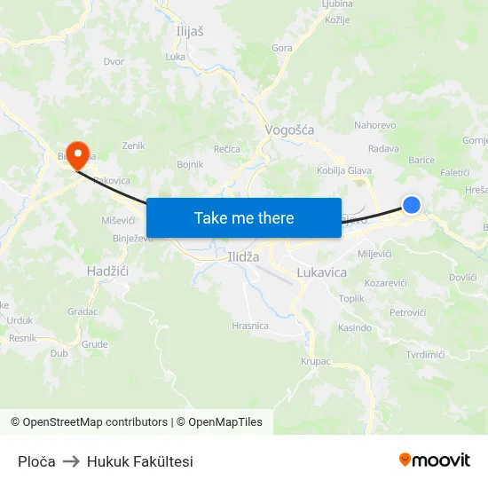 Ploča to Hukuk Fakültesi map