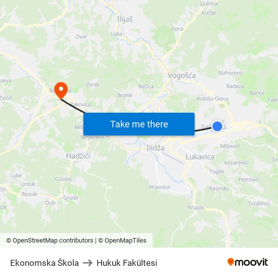 Ekonomska Škola to Hukuk Fakültesi map