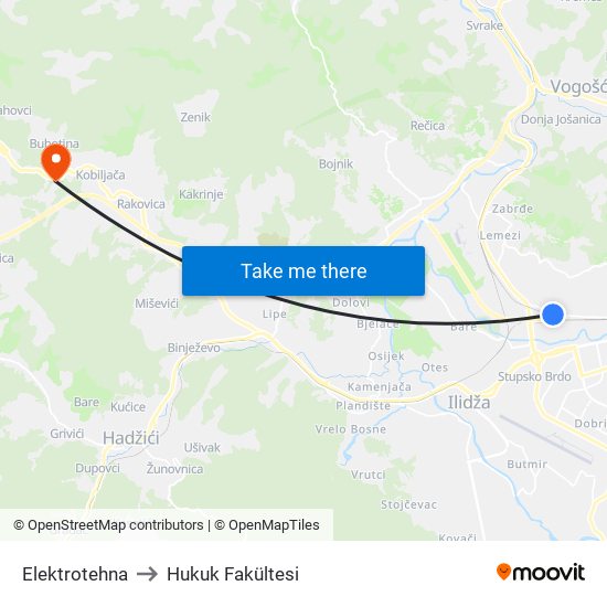 Elektrotehna to Hukuk Fakültesi map