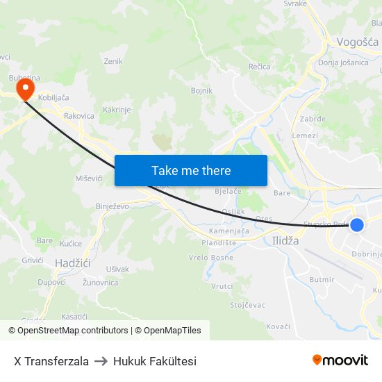 X Transferzala to Hukuk Fakültesi map