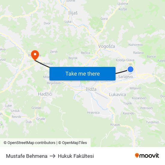 Mustafe Behmena to Hukuk Fakültesi map