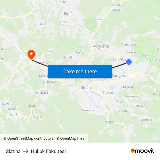 Slatina to Hukuk Fakültesi map