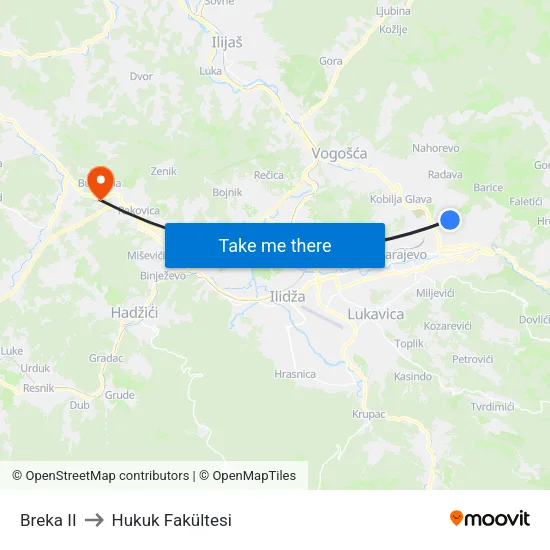 Breka II to Hukuk Fakültesi map