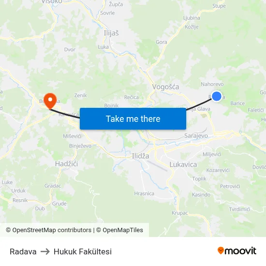 Radava to Hukuk Fakültesi map