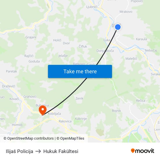 Ilijaš Policija to Hukuk Fakültesi map