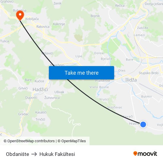 Obdanište to Hukuk Fakültesi map