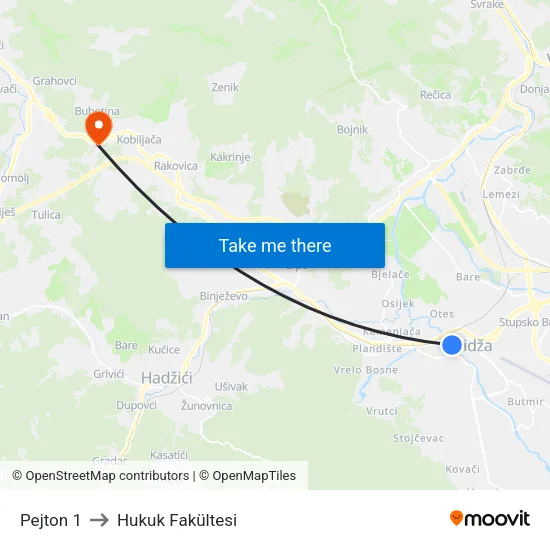 Pejton 1 to Hukuk Fakültesi map