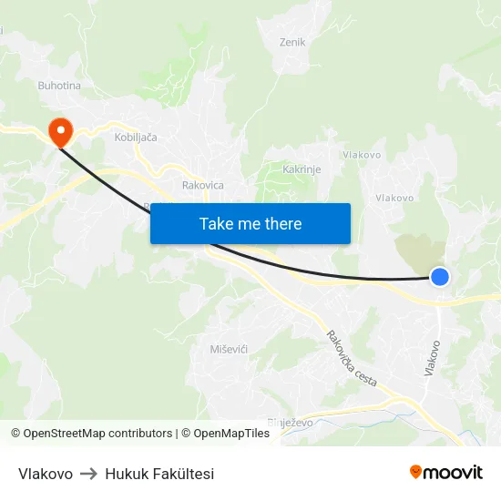 Vlakovo to Hukuk Fakültesi map