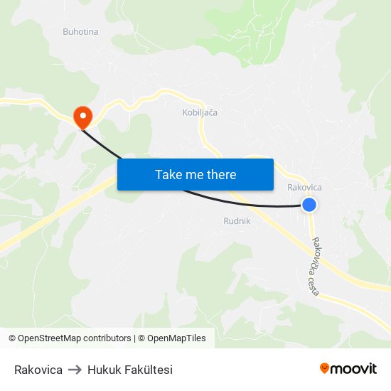 Rakovica to Hukuk Fakültesi map