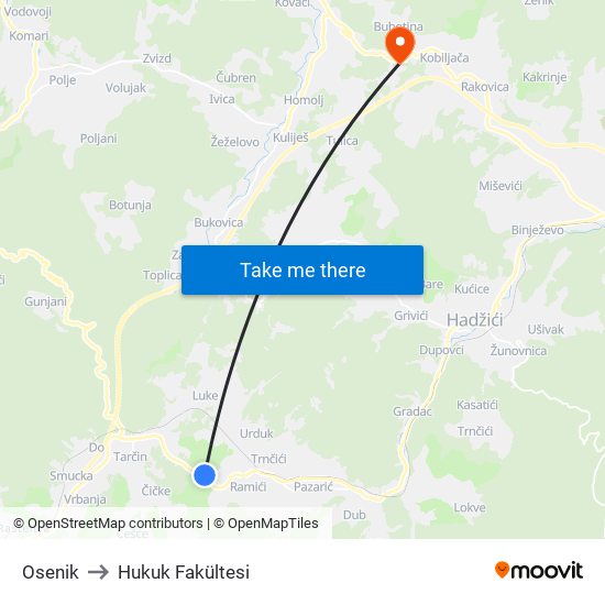 Osenik to Hukuk Fakültesi map