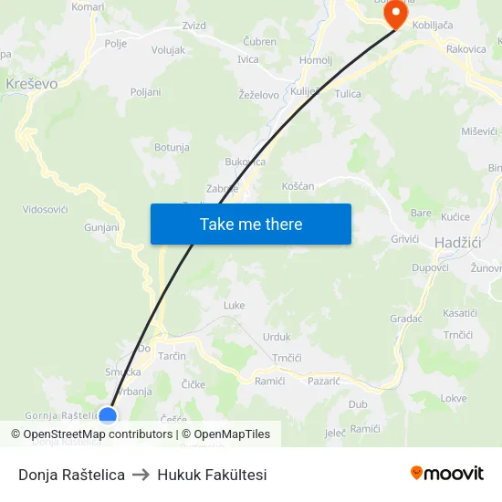 Donja Raštelica to Hukuk Fakültesi map