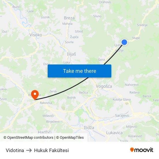 Vidotina to Hukuk Fakültesi map