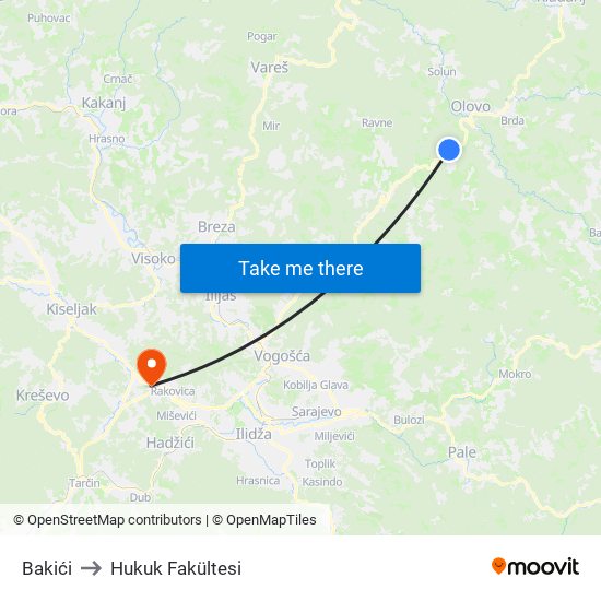 Bakići to Hukuk Fakültesi map