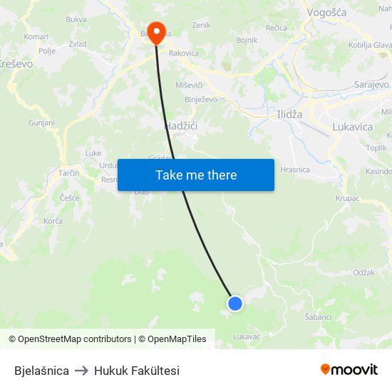 Bjelašnica to Hukuk Fakültesi map