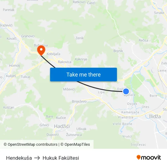Hendekuša to Hukuk Fakültesi map