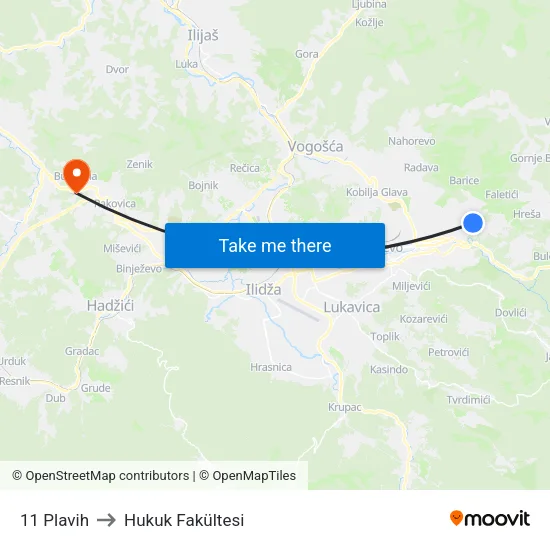 11 Plavih to Hukuk Fakültesi map