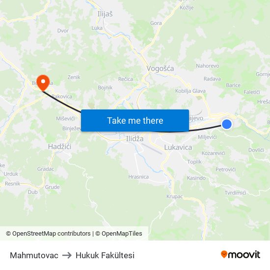 Mahmutovac to Hukuk Fakültesi map