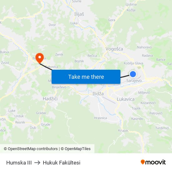 Humska III to Hukuk Fakültesi map