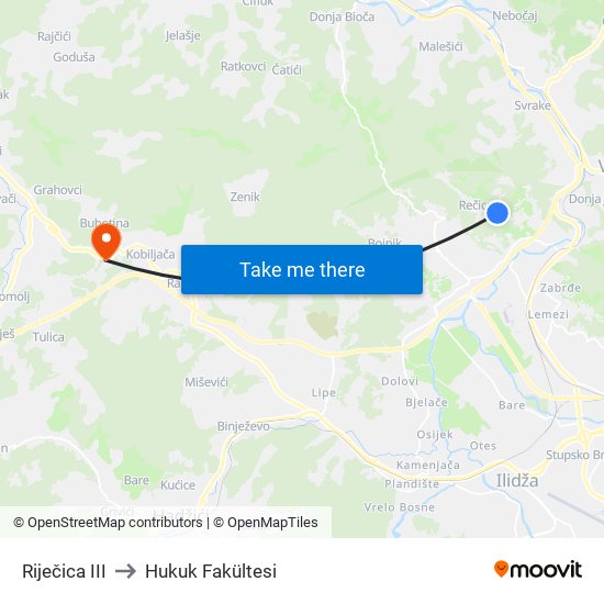 Riječica III to Hukuk Fakültesi map