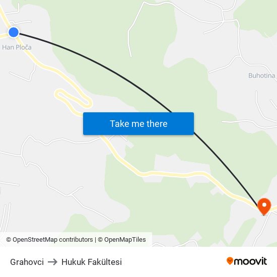 Grahovci to Hukuk Fakültesi map