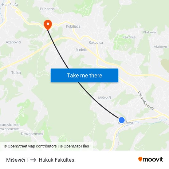 Miševići I to Hukuk Fakültesi map