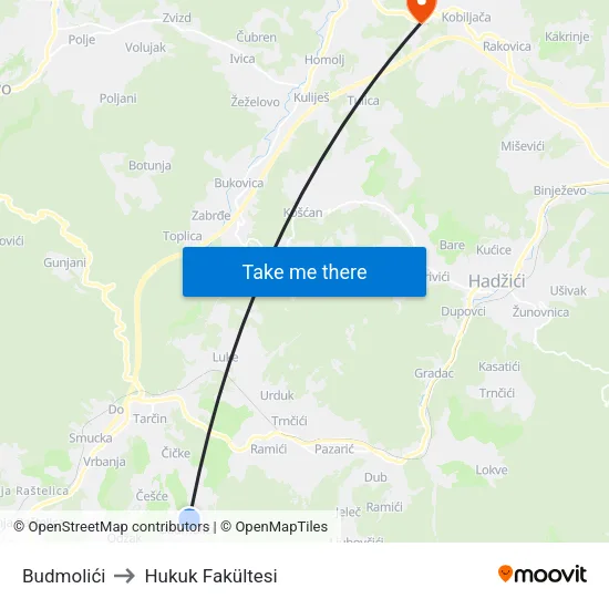Budmolići to Hukuk Fakültesi map