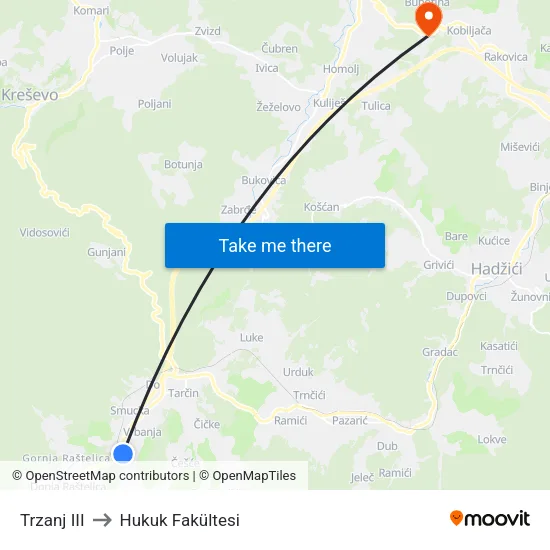 Trzanj III to Hukuk Fakültesi map