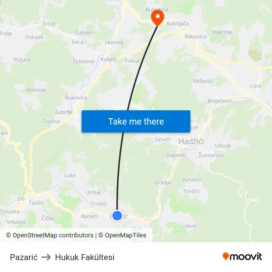 Pazarić to Hukuk Fakültesi map