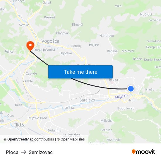 Ploča to Semizovac map