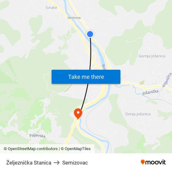 Željeznička Stanica to Semizovac map