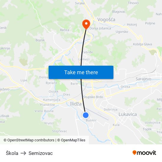 Škola to Semizovac map