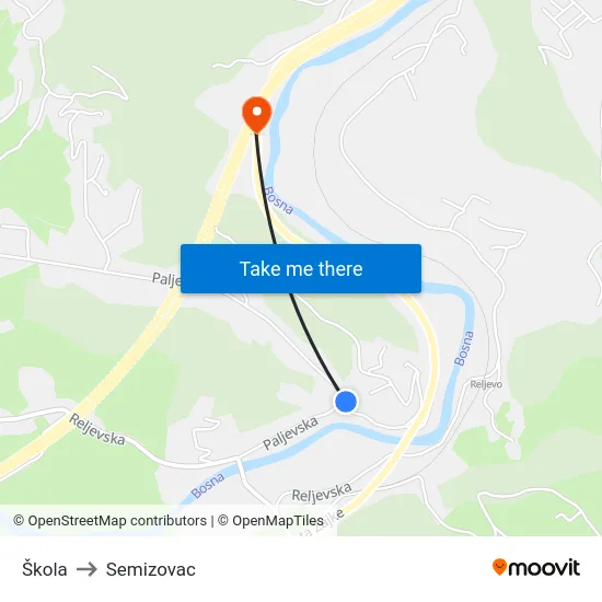 Škola to Semizovac map