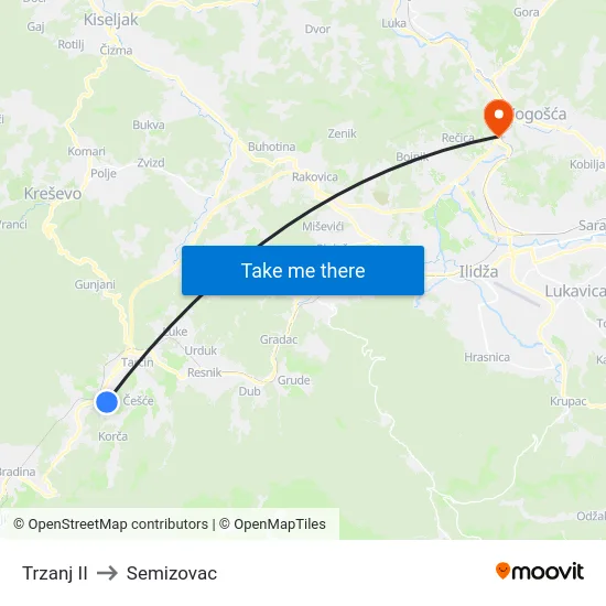 Trzanj II to Semizovac map