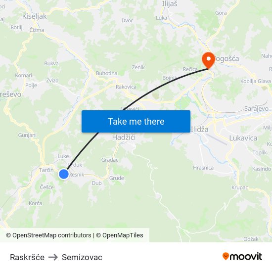 Raskršće to Semizovac map