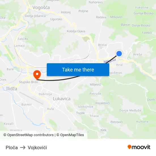 Ploča to Vojkovići map