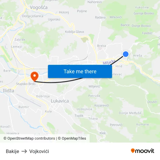 Bakije to Vojkovići map