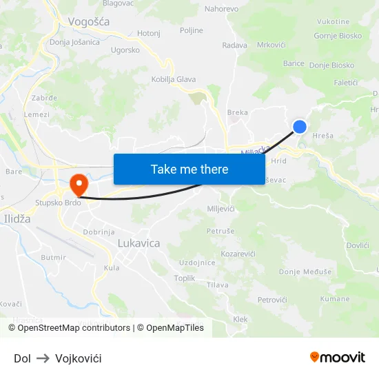 Dol to Vojkovići map