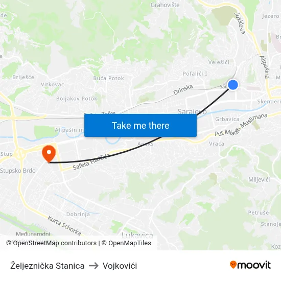 Željeznička Stanica to Vojkovići map