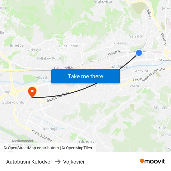 Autobusni Kolodvor to Vojkovići map