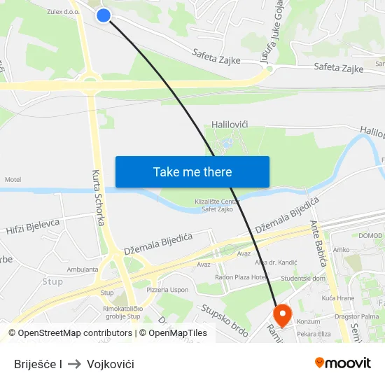 Briješće I to Vojkovići map