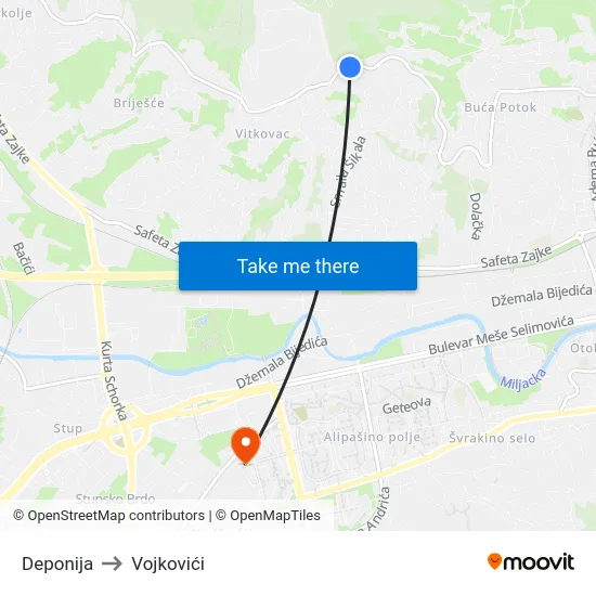 Deponija to Vojkovići map