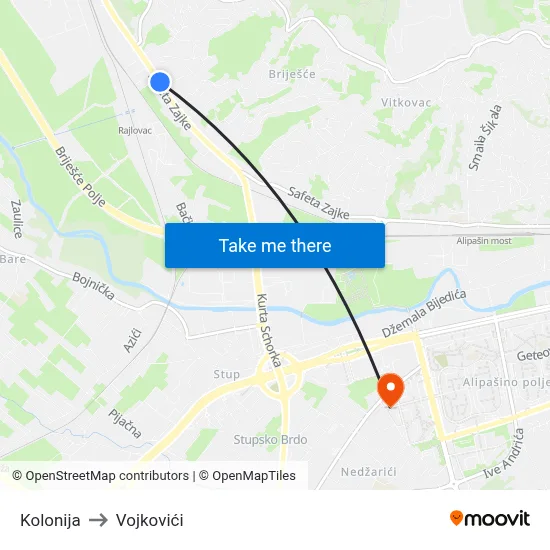 Kolonija to Vojkovići map