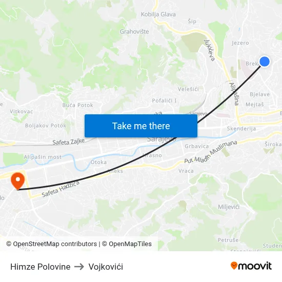 Himze Polovine to Vojkovići map